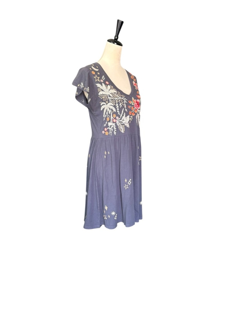 Johnny Was Manu Flutter Sleeve Knit Floral Embroidered Tunic Dress Size Small - Picture 3 of 13
